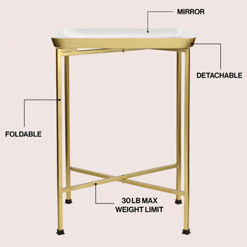 Sterling 26.25" Industrial Classic Metal Foldable Rectangular End Table and Side Table with Removable Tray Top